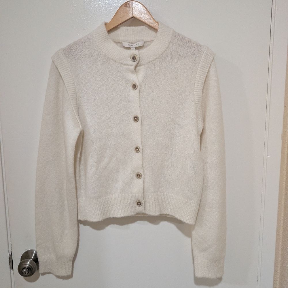 Favorite Daughter Varsity Wool Blend Cardigan in Ivory like new